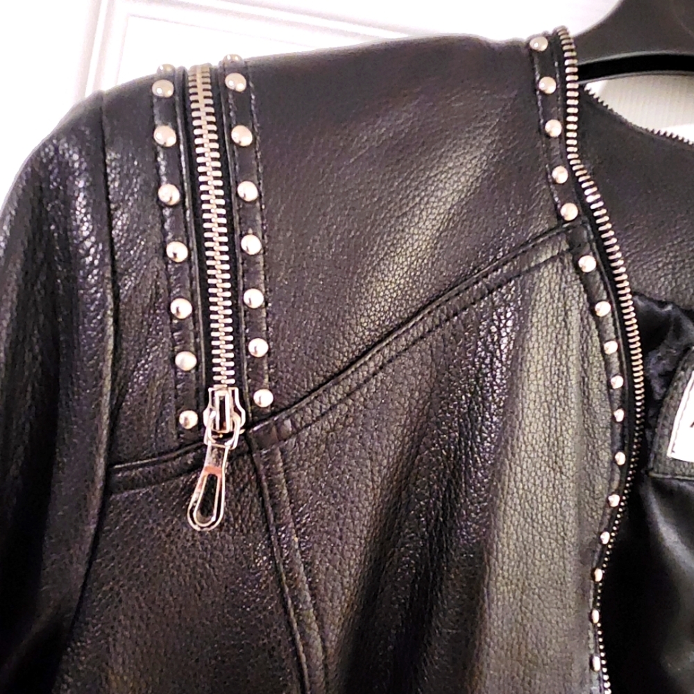 Studded leather jacket